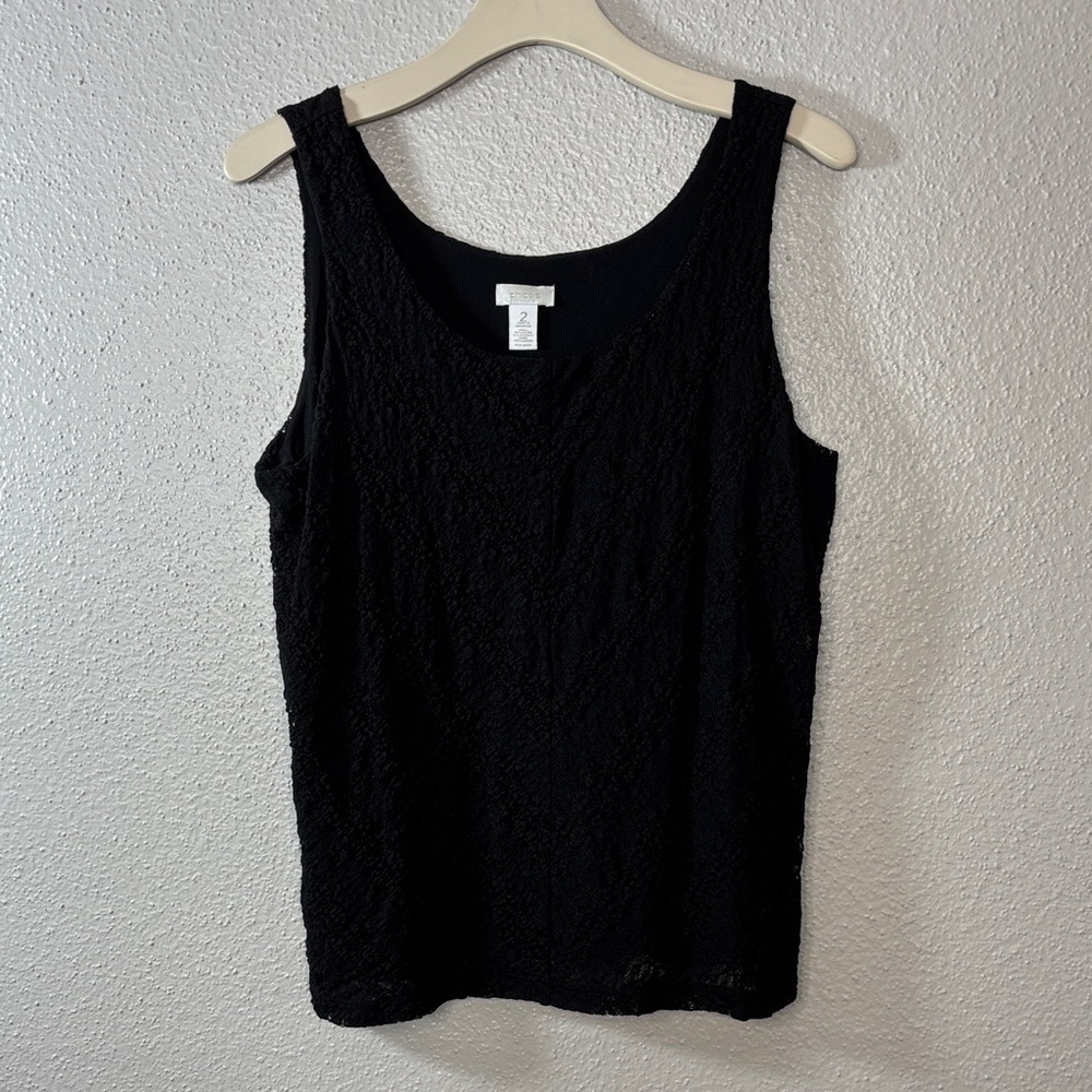 Chico's Textured Black Tank Top